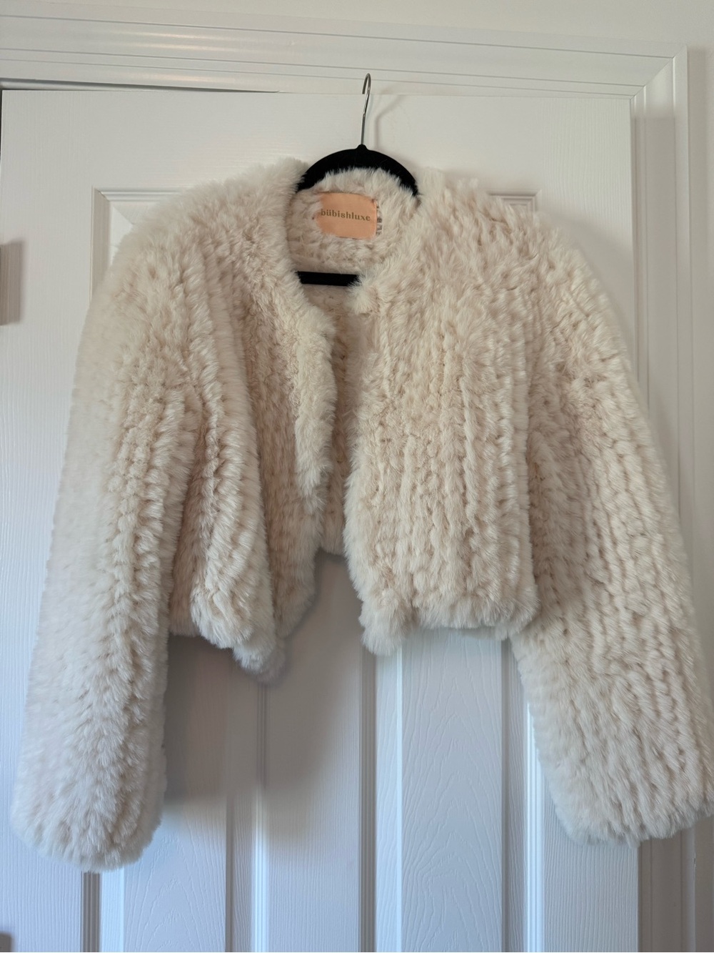 Cream Faux Fur Cropped Jacket